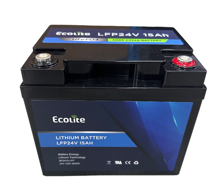 Ecolite 24v 15Ah Yüksek Sıcaklık Arası AGV LiFePo4 Lityum Demir Fosfat Entegre BMS